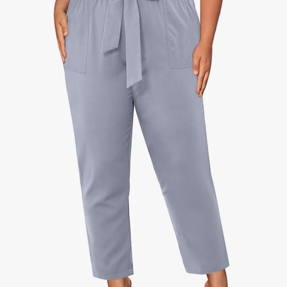 Gray paper bag pants
